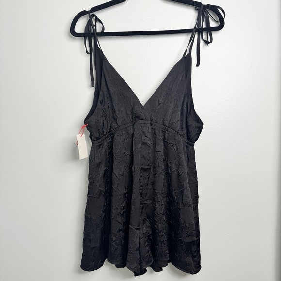 OPEN EDIT‎ Jacquard Tie Shoulder Romper in Black NWT Women's Size Medium - Picture 6 of 7
